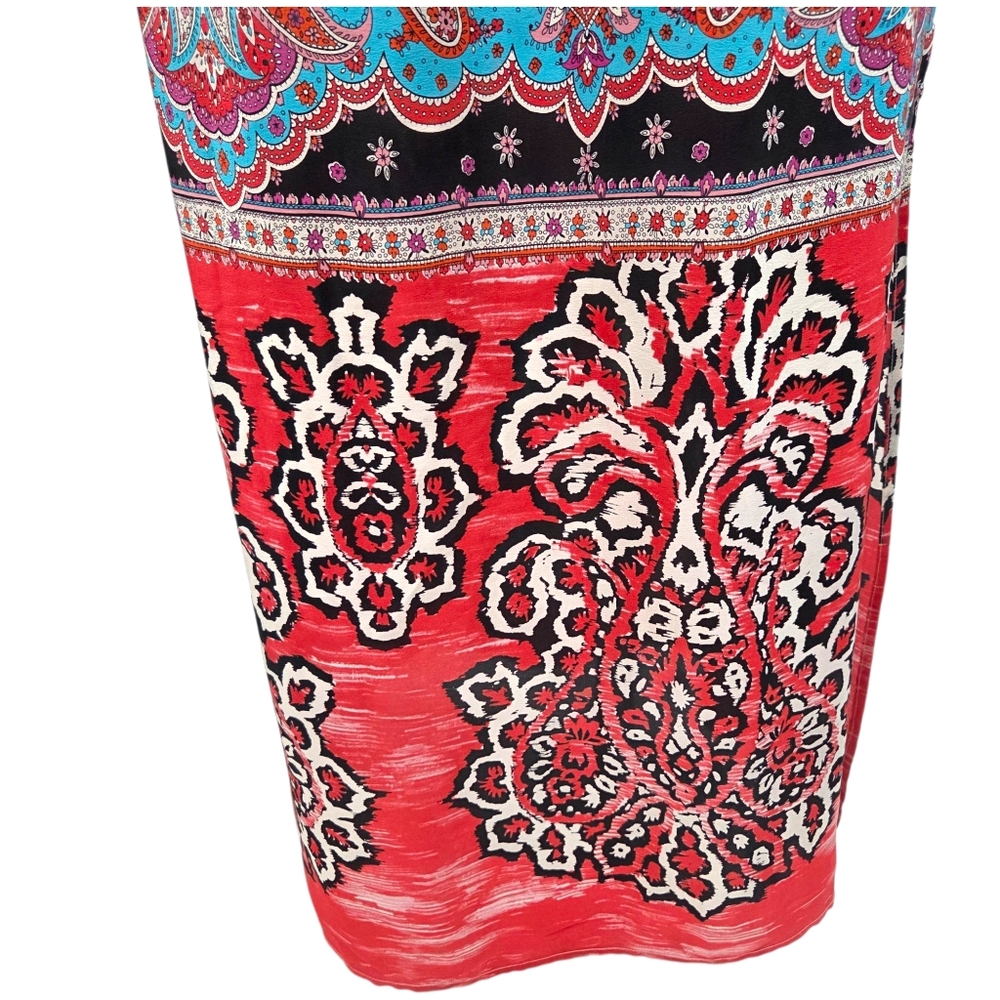 Anthropologie Vanessa Virginia Silk Maxi Dress Womens 2 Red Black Eclectic Artsy - Picture 7 of 12